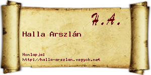 Halla Arszlán névjegykártya